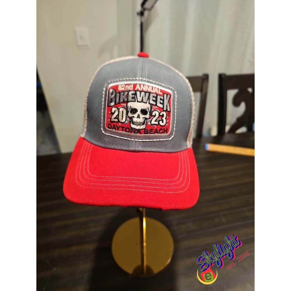82nd Multicolor Annual Bike Week 2023 Daytona Beach Hat Mesh Red Patch